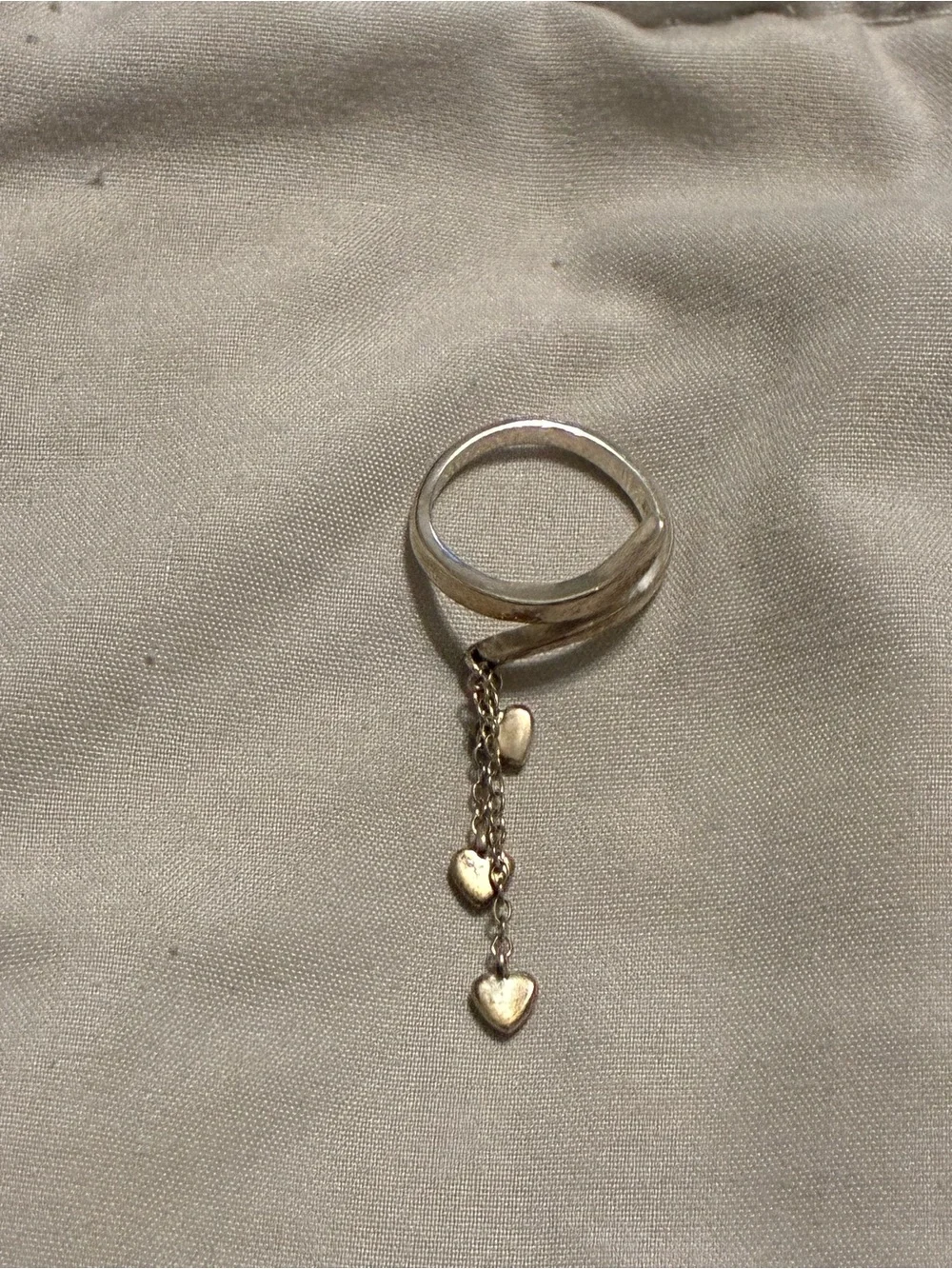 Sterling silver Dainty Heart Dangle Ring